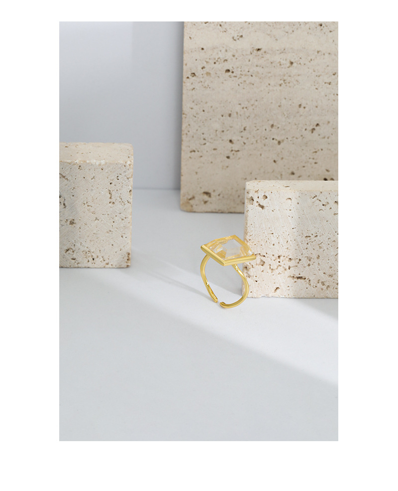 Fashion Square Sterling Silver Plating Crystal Open Ring