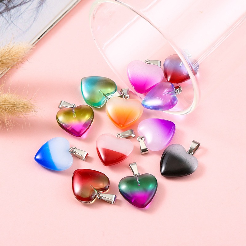 20mm Jewelry Making Size 1 Piece 20mm Natural Stone Crystal Heart Shape Pendant