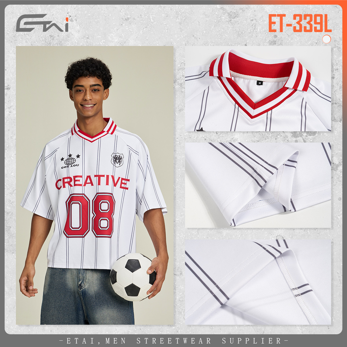 ETAI Hombre| Camiseta de alta calidad Polo Sport Boxy corta y ancha marca de moda masculina suelta con solapa de contraste de color manga corta