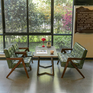 Retro Bar, Milk Tea Shop, Cafe Table and Chair Combination, Restaurant Booth, Sofa, Negotiation Tavern, Commercial Leisure