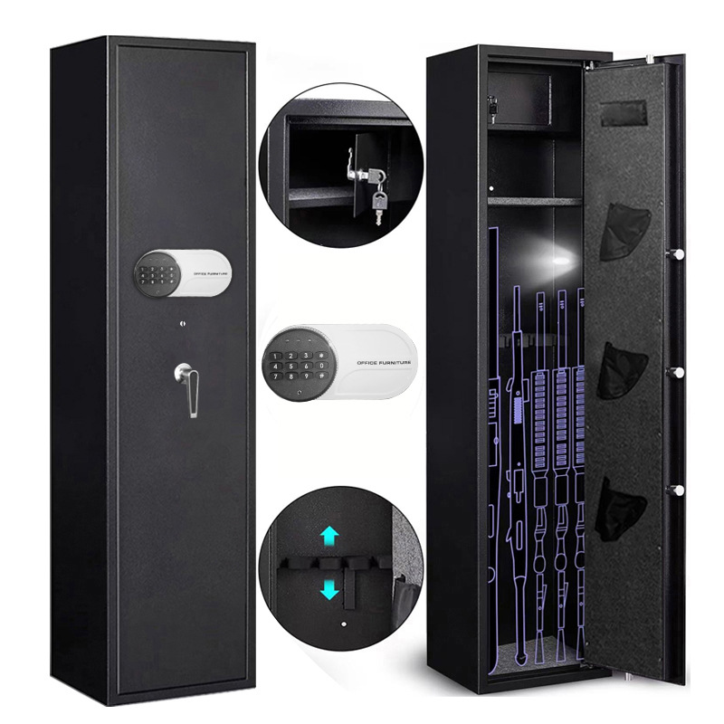 安全双重防盗指纹识别电子密码锁5支长枪柜专供海外市场批发
