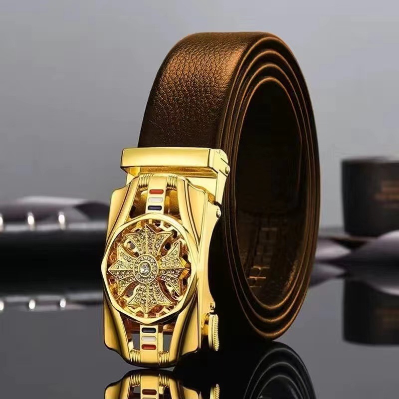 Nuevo hombre para correr cinturón de cuero pu cinturón de vaqueros de abrazadera automática tendencia de transferencia de cinturón de jóvenes y medianos cinturón