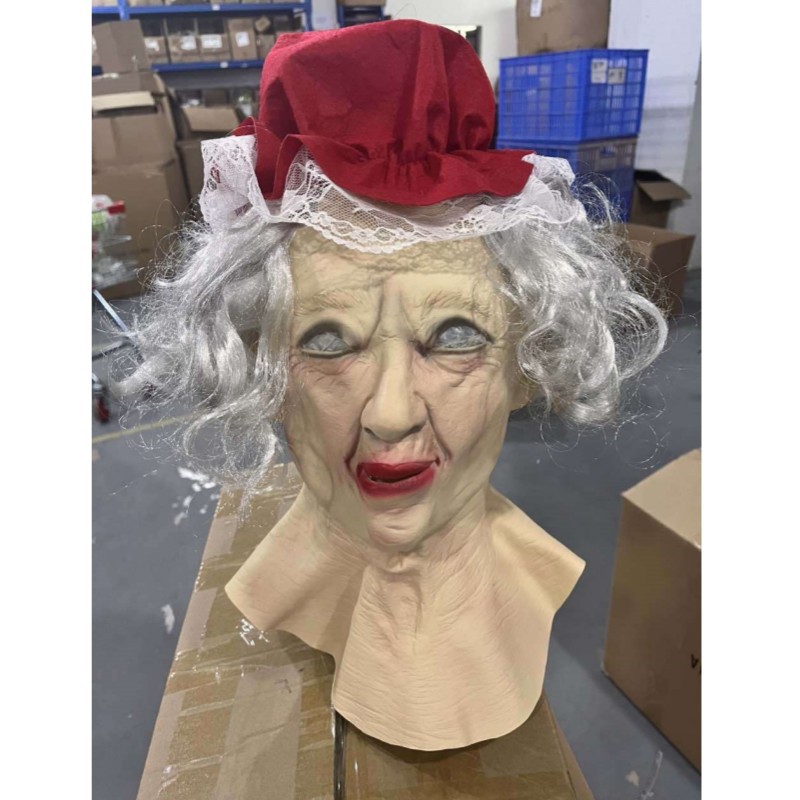 Estación independiente de Halloween nueva Máscara vieja abuela tocado vestir apoyos látex Calvo sombrerería transfronteriza