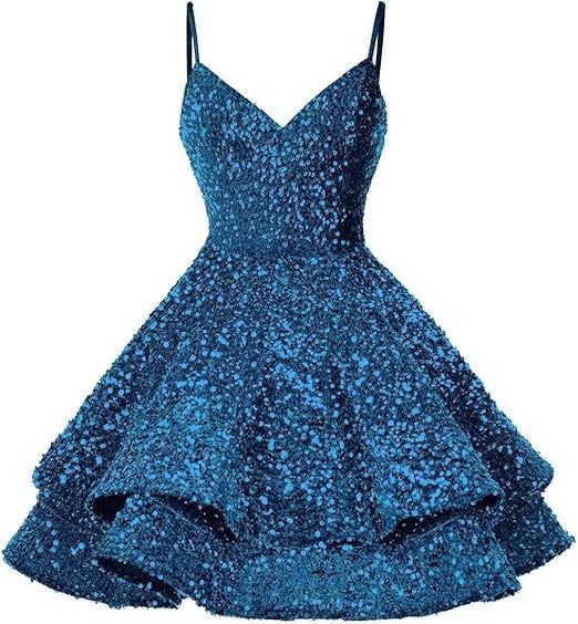 Vestido de noche de lentejuelas azul nuevo vestido corto de tirantes transfronterizo temperamento vestido de fiesta de cumpleaños de alta gama de nicho image 13