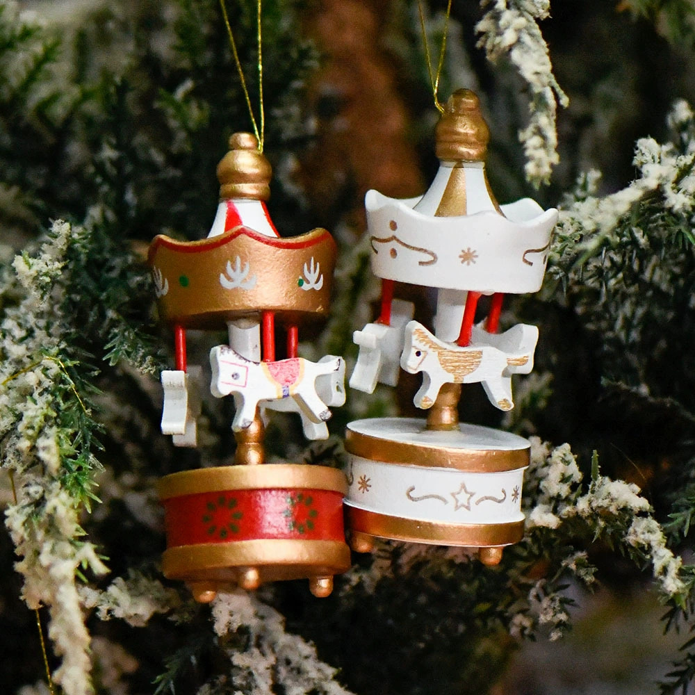 Decoración de mini carrusel de Navidad, decoración, ambiente, paisaje emocional, colgante de árbol de Navidad, pequeño juguete de regalo