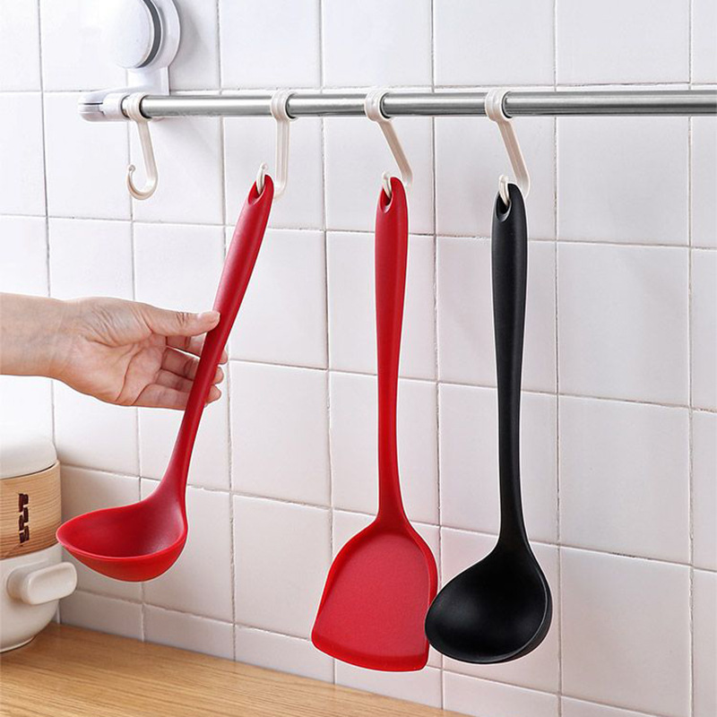 Kitchen Food Grade Silicone Spatula and Spoon Set of 2, Complete Home Set Non-Stick Pan Cooking Spatula and Soup Spoon Kit