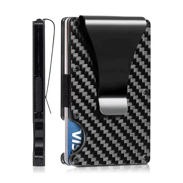 Factory Direct Sales Amazon Popular Carbon Fiber Card Holder Metal Aluminum Wallet Rfid Anti-Theft Credit Card Holder Card Holder