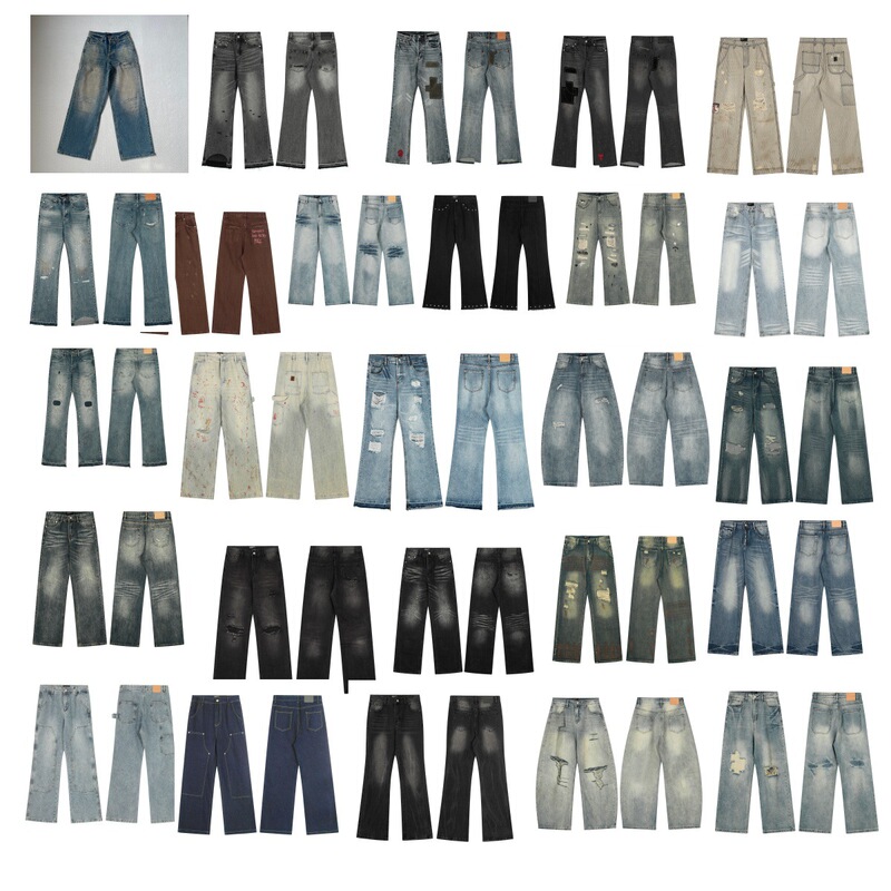 Cross-Border Erd Melancholic Rich Second-Generation European and American High Street Ripped Washed Design Bootcut Jeans American Street Style