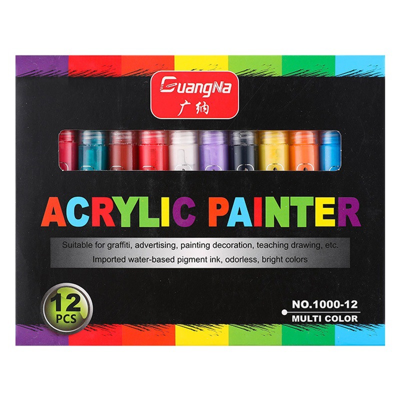 Guangna 1000 acrylic marker 48 color washable painting pen ceramic painting stone graffiti water-based marker