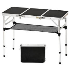 生产出口跨境户外3ft可调节高度带网野营箱式铝合金折叠桌