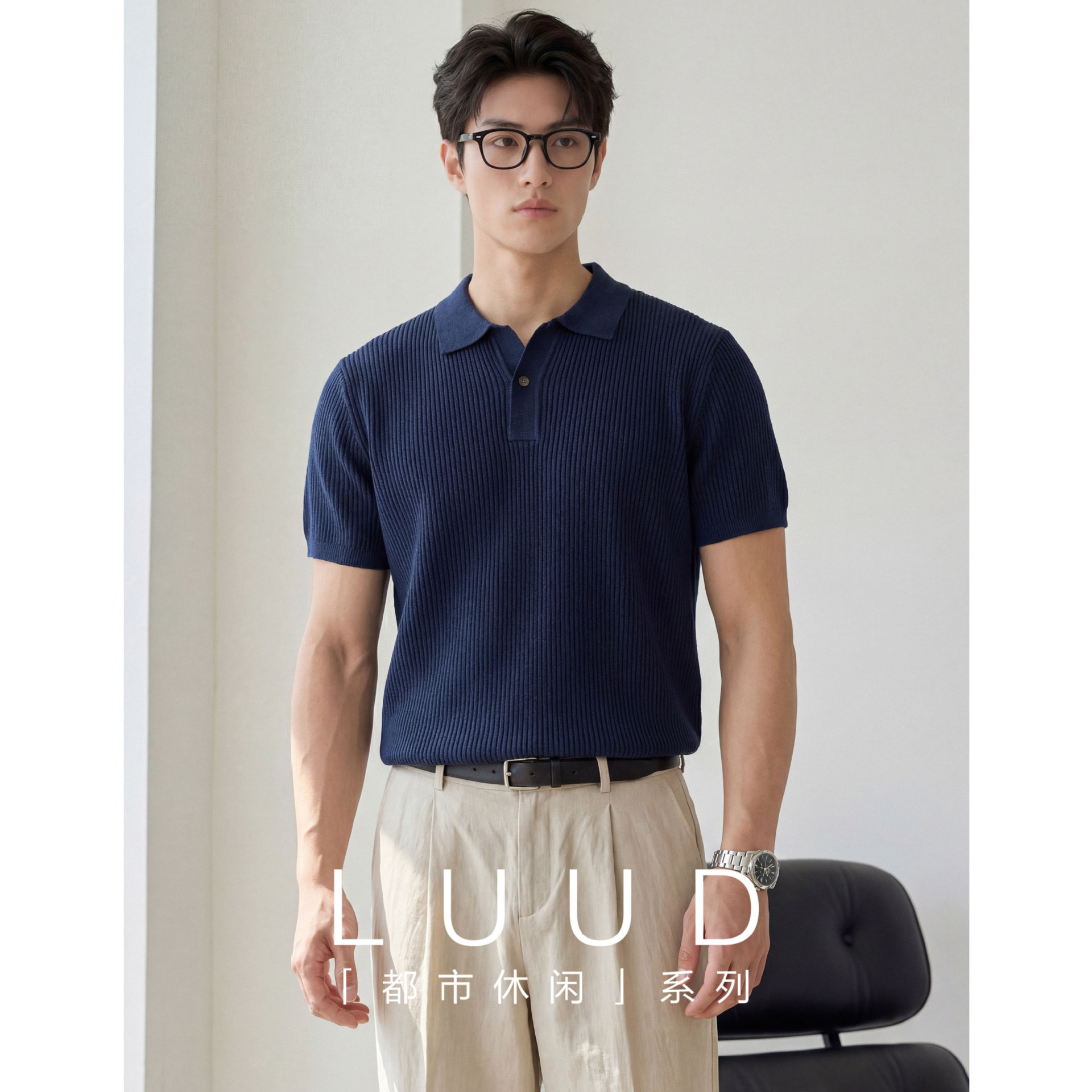 Polo camiseta de punto camiseta de manga corta camiseta de hombre cuello en V Paul rayas viejas líneas de negocios de verano fábrica transfronteriza mayorista