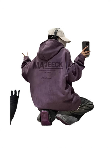 Pink Faux Suede Hooded Sweatshirt for Men, Spring and Autumn Fashion Brand, Instagram Heavyweight, Cool and Casual Couple's Loose and Large Size Outerwear