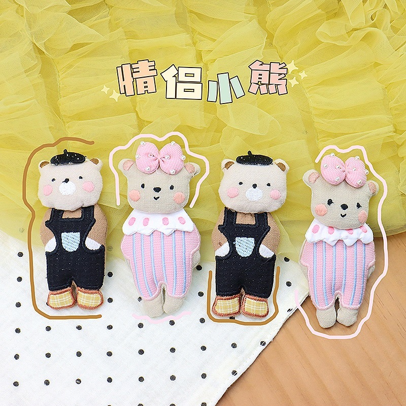 韩系可爱卡通公主小熊布艺画家熊胸针发饰diy配件服饰装饰辅料|undefined