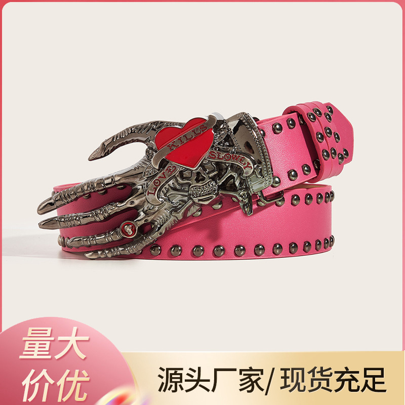 American Punk Hottie Y2K Skull Heart Palm Belt Women's Design Niche Versatile Fashion Men's Belt American Punk Hottie Y2K Skull Heart Palm Belt Women's Design Niche Versatile Fashion Men's Belt