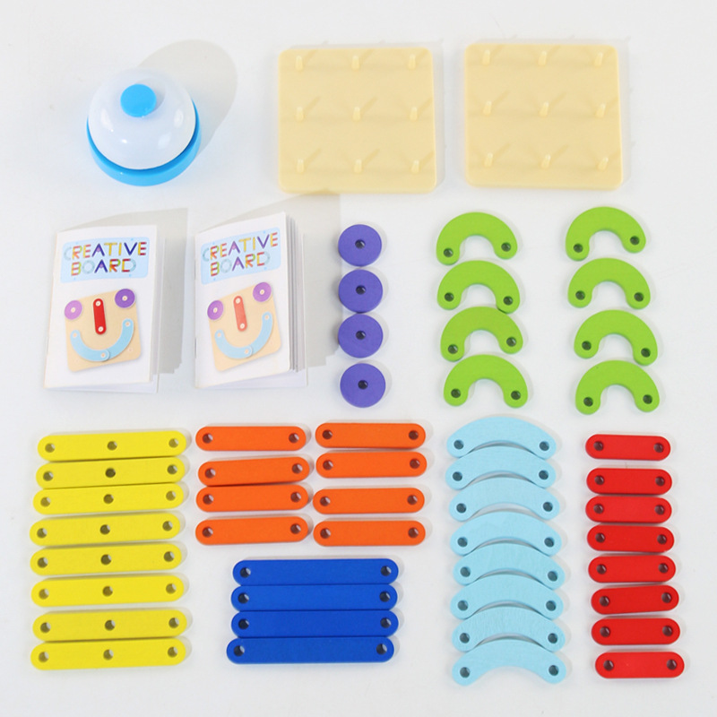 어린이 퍼즐 다양한 배틀 네일 보드 모양 세트 칼럼 컬러인지 운동 생각 상상력 창조적 인 능력 장난감