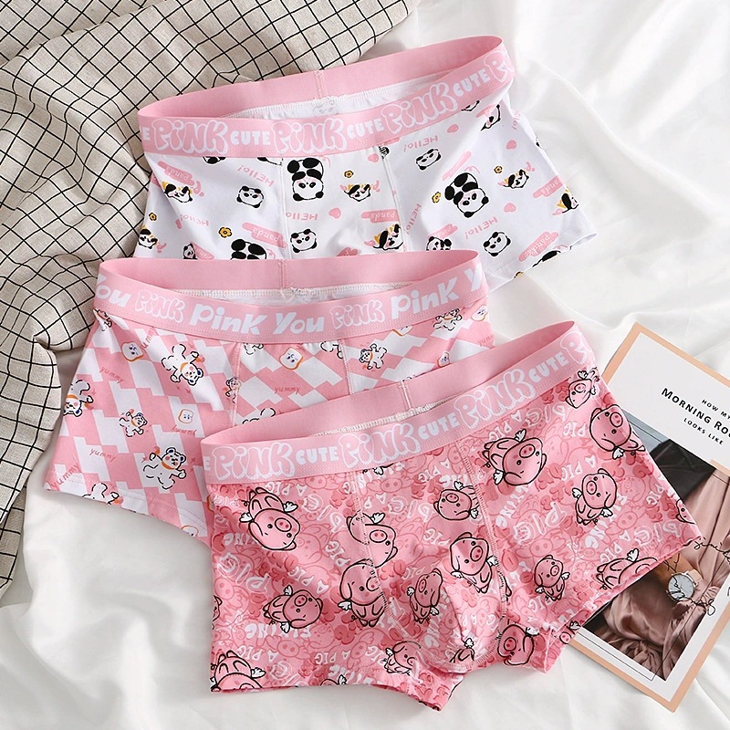 Pure Cotton Men's Underwear Macho Pink Pink Pants Men's Underwear Pure Cotton Boxer Trendy Boxer Briefs Sexy Shorts