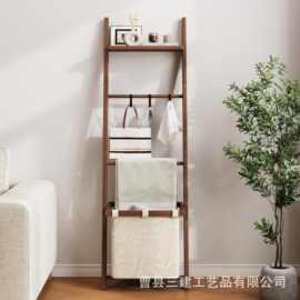 跨境木质阶梯落地收纳架 卧室家用梯形浴室衣服多功能装饰架