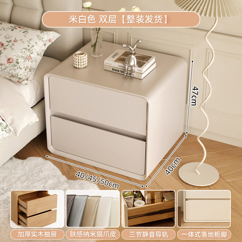 Mesita de noche negra Dormitorio doméstico de madera maciza 2025 nuevo gabinete lateral de cama de almacenamiento moderno simple y de lujo ligero de alta gama image 8