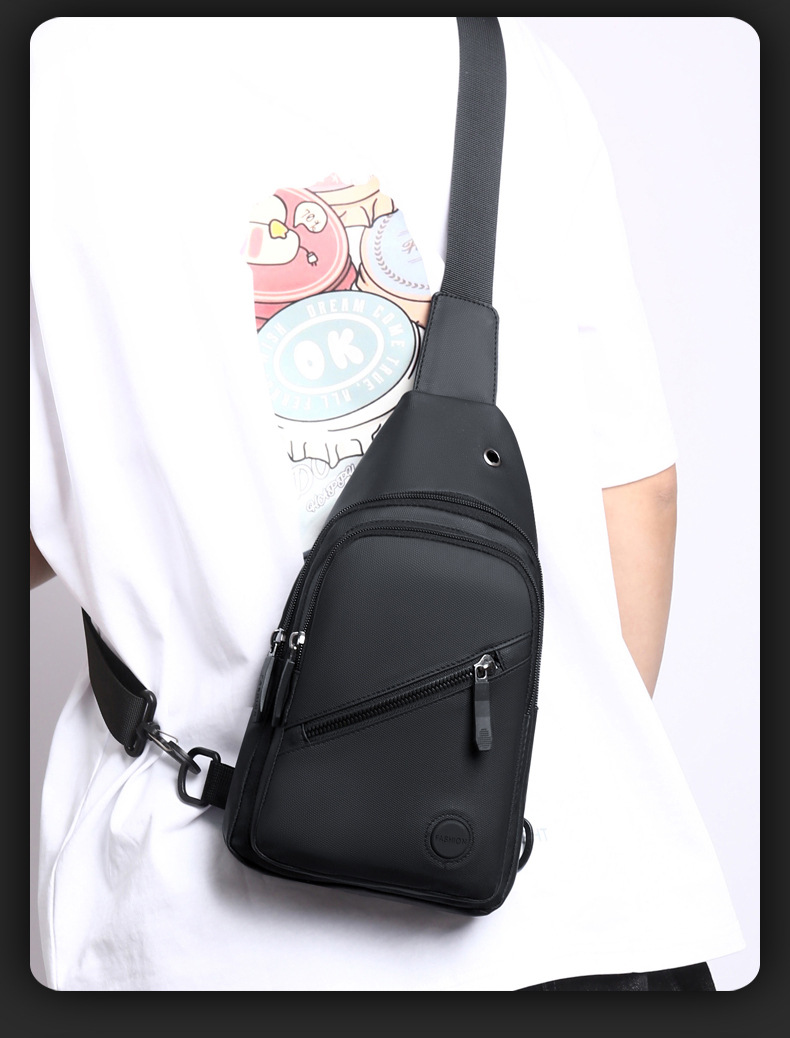 New water-repellent leather film chest bag for men, large-capacity multi-layer adjustable shoulder strap crossbody bag for cross-border use undefined