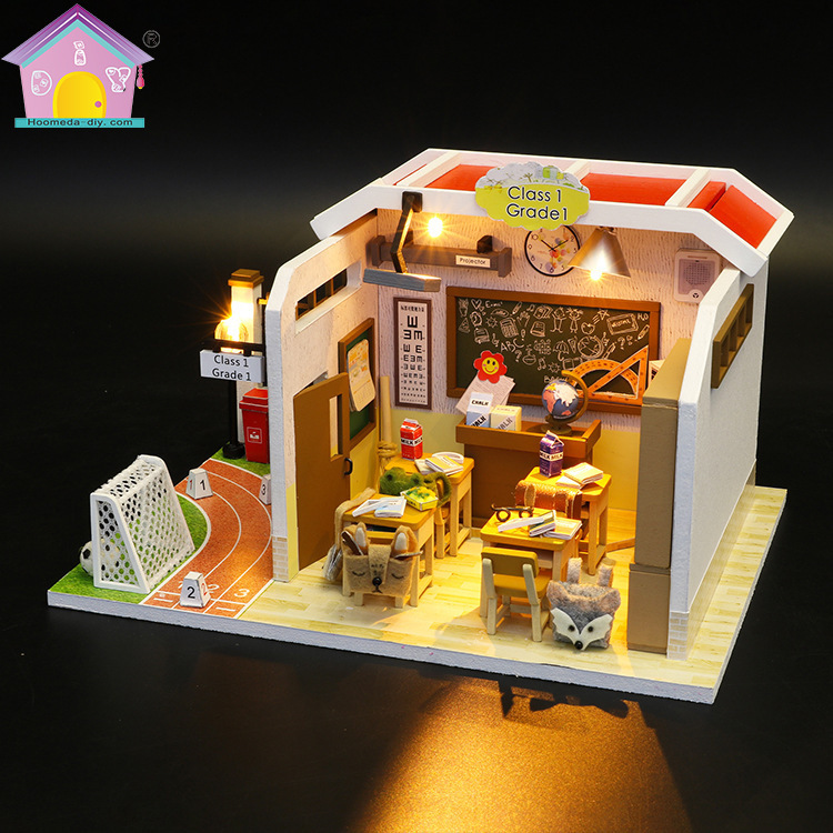 Tienda europea de madera hecha a mano modelo de casa de juguetes de café diy tiempo regalo transfronterizo