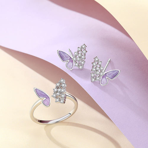 Original Starlight Butterfly Earrings Sterling Silver Forest Style Small Fresh Sweet Cute Earrings Female Ins Style Niche Ear Accessories