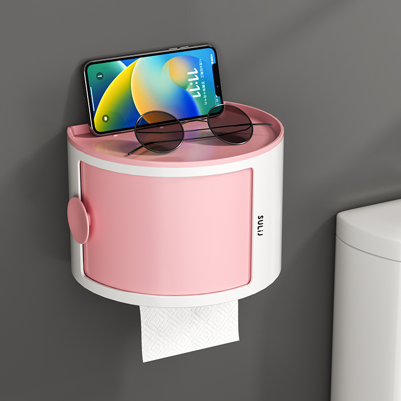 防水トイレティッシュボックストイレットトイレットボックス穴なしシェルフ壁掛け式浴室ティッシュボックスロール紙ボックス|undefined