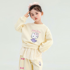 HelloKitty凯蒂猫女童秋季套装2025新款洋气休闲甜美花边两件套