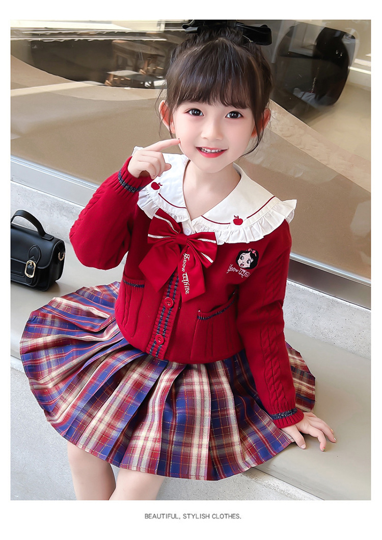 Niña otoño vestido 2022 nuevo niño aire chic suéter overfalda otoño bebé JK uniforme set pic 15