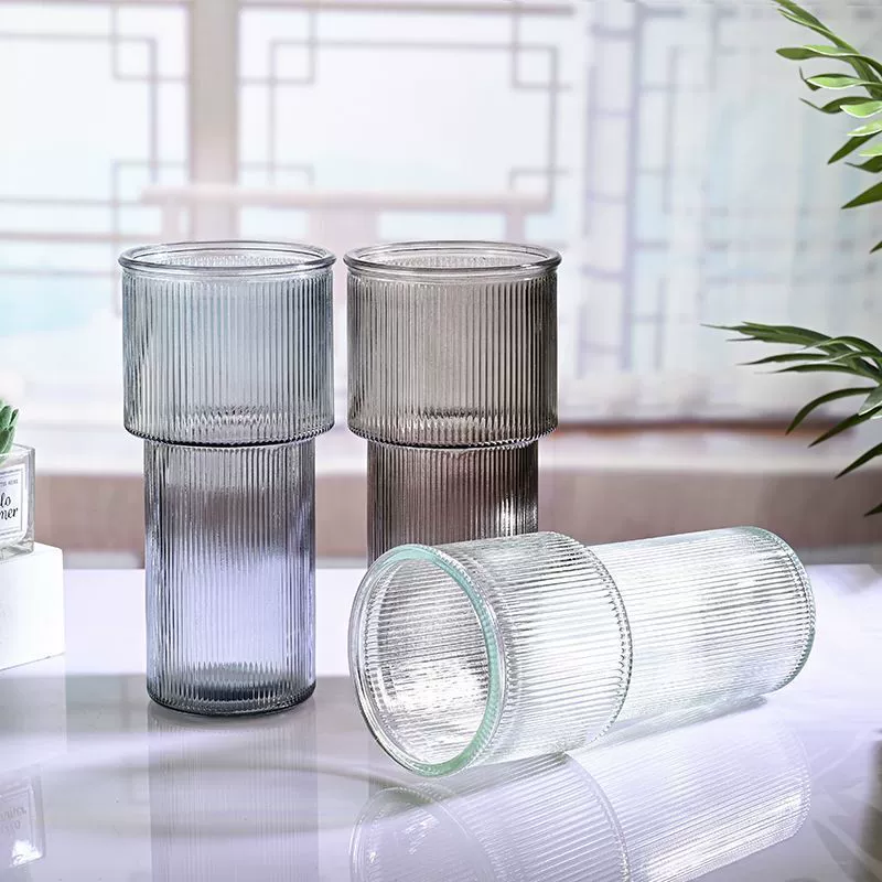 Скандинавский Творческий факел ваза с вертикальными полосами простая прозрачная стеклянная ваза Цветочная композиция украшение для гостиной цветочное украшение