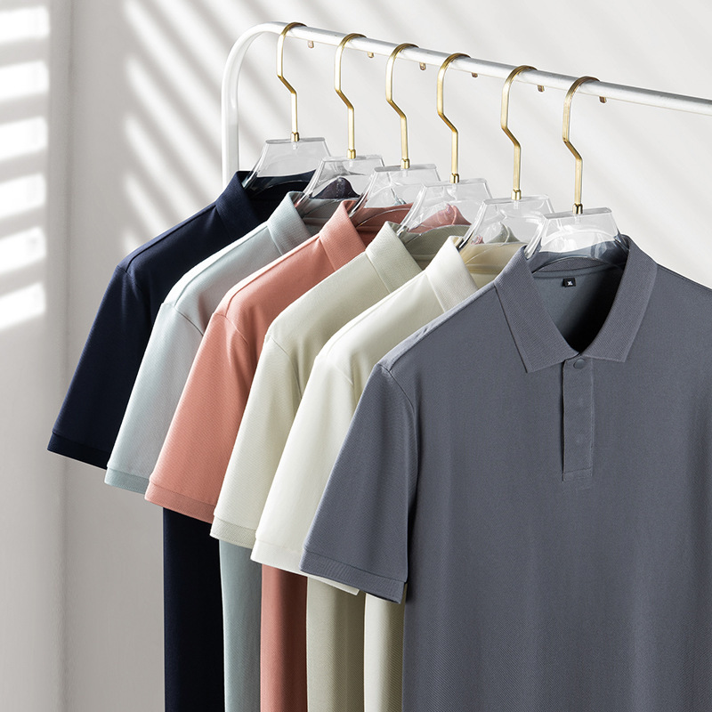 Fat brother 2024 plus size summer lapel T-shirt men's light luxury casual solid color short sleeve polo shirt men's loose T-shirt