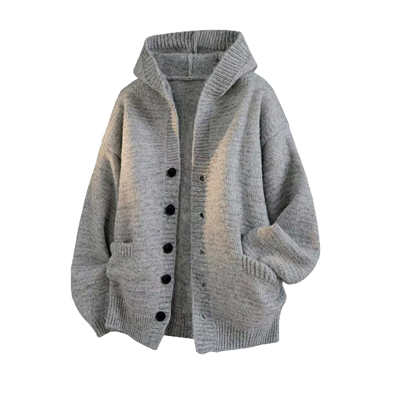 Dicker, übergroßer Herren-Strickpullover mit Kapuze, Langarm, weiche Polyestermischung, Winter, maschinenwaschbar_voghion.com