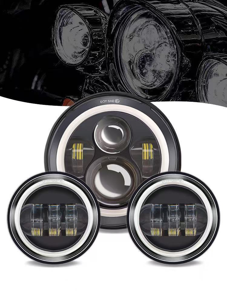 Suitable for Harley 7inch Led Headlights, 4.5inch Fog Lights, Road King Successor, Universal Full Set of Modified Lights