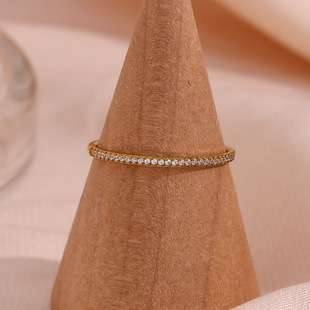 European and American Ins Fashion Simple Accessible Luxury Versatile Ring Jewelry Stainless Steel Plated 18K Ultra-Fine Micro-Inlaid Zircon Ring