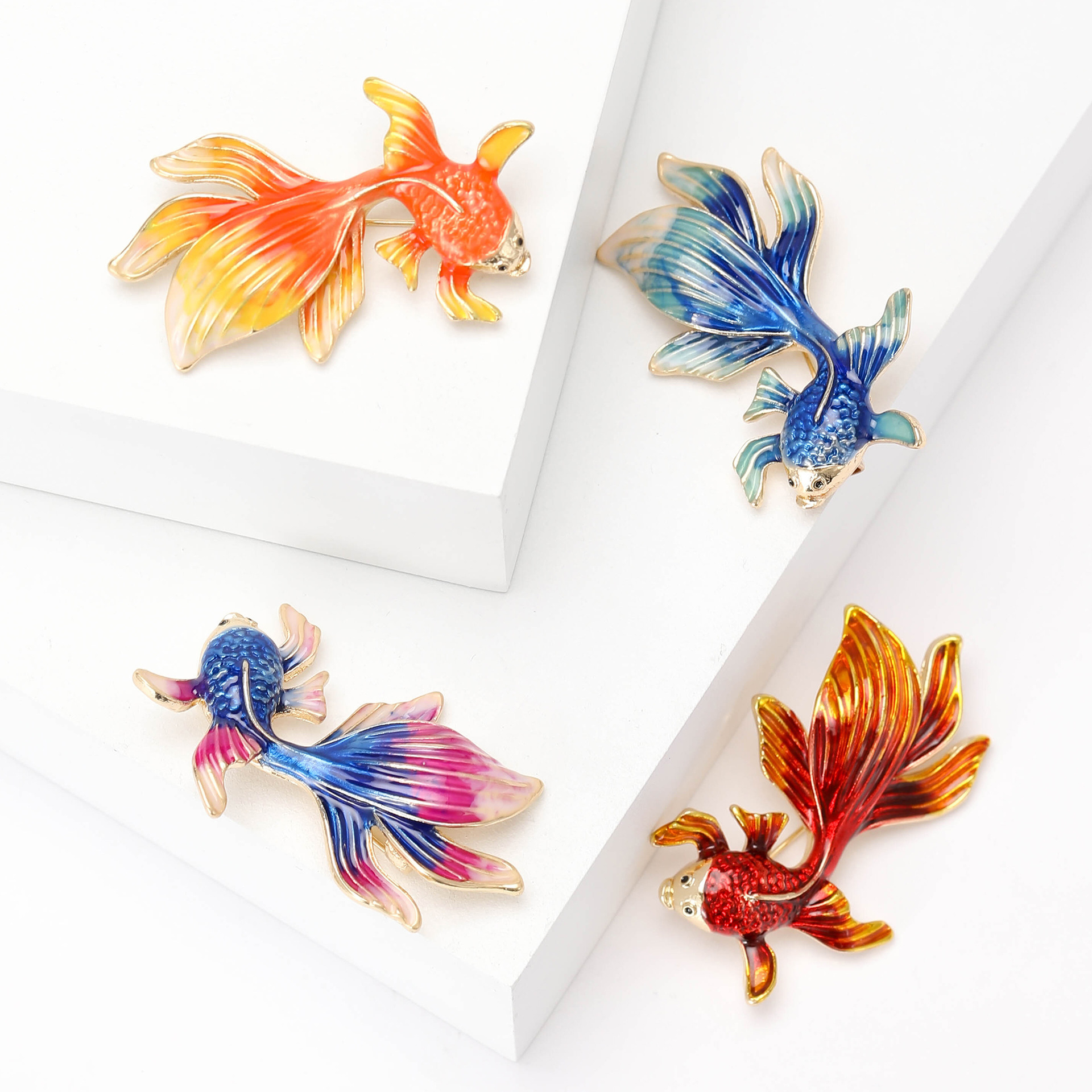 15g Weight Brooches Classification Banquet Occasion Alloy Material Goldfish Pattern All Seasons Season Women's Gender Enamel Design Chinoiserie Style Chinoiserie Pin Goldfish Alloy Enamel Women's Brooches 1