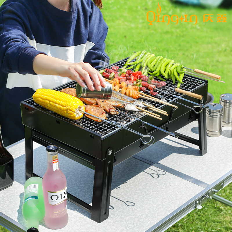 BARBACOA de tamaño pequeño negro estufa de acero plegable Parrilla de barbacoa portátil al aire libre PARRILLA de barbacoa de carbón doméstico