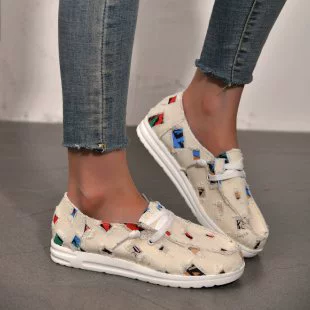 Осень 2023 г. Новая женская обувь, модная повседневная простая Однослойная обувь на плоской подошве, большие размеры, подходящие по цвету, со шнуровкой спереди