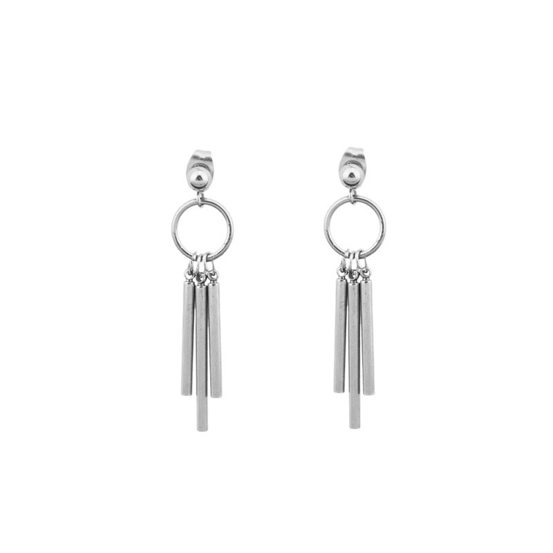 Hip-hop simple pendientes punk ins pendientes personalidad masculina creativa sin agujeros de orejas tres barras rectas columna cuadrada