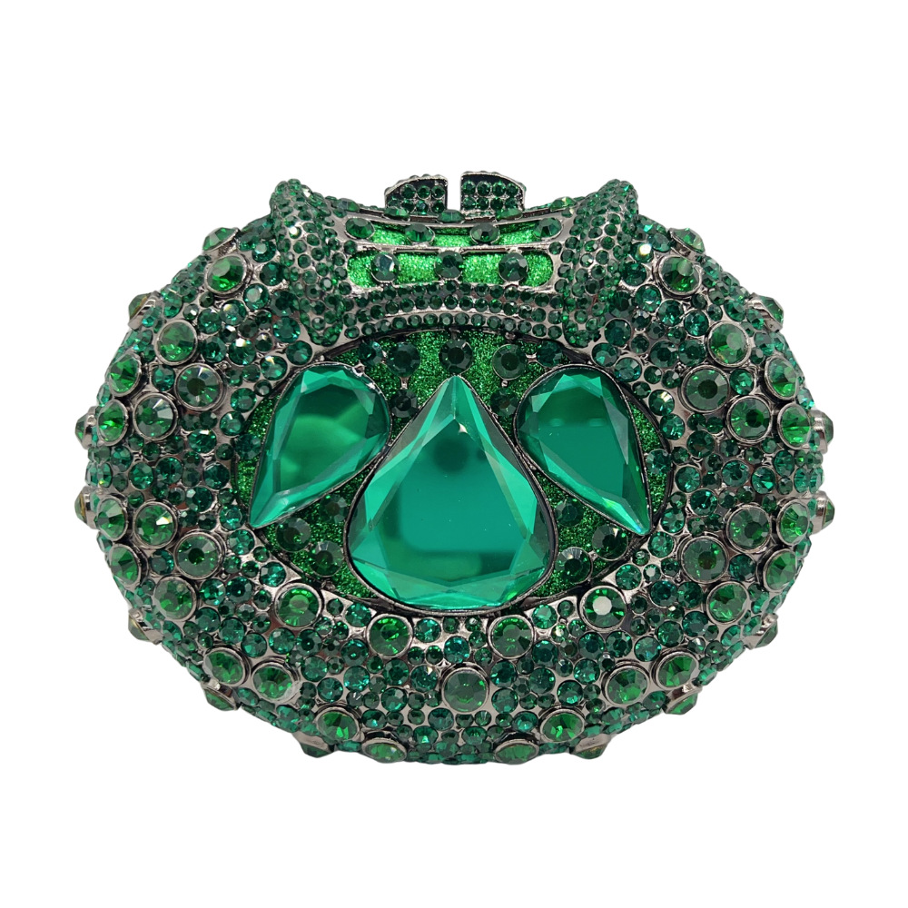 Túi clutch nữ đính đá pha lê dạ tiệc, thiết kế rỗng kim cương, kèm dây xích đeo vai — Màu đỏ, Màu xanh ngọc, Màu xanh đậm, Màu bạc xanh lam