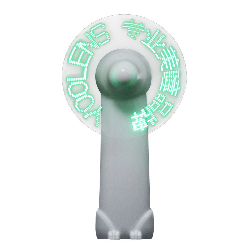 USB de mano flash ventilador DIY palabra cambiante luminoso ventilador eléctrico portátil pequeño ventilador impresión empresa Publicidad lema