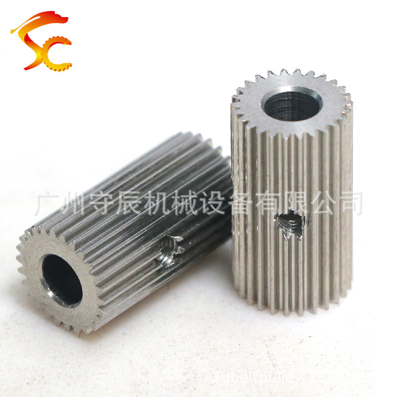 供应打印机不锈钢挤出轮 0.4模 26齿 内孔5 齿面20 无挡边 现货