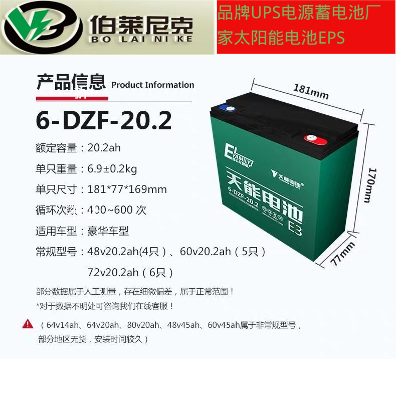 天能电池64v20ah适用于雅迪新日爱玛电动电瓶车电池