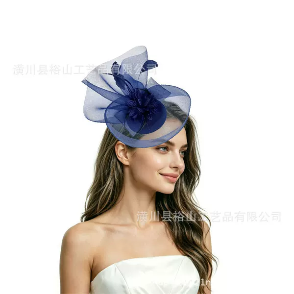 European and American style hair accessories, featuring netting and feathers, suitable for horse racing parties, balls, and as bridal headpieces or hair clips