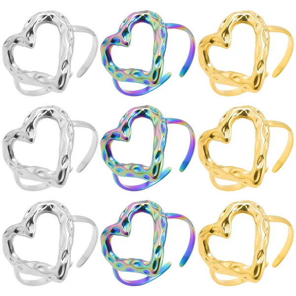 Cross-border explosions open ring men's and women's European and American retro style stainless steel love heart-shaped couple ring jewelry accessories