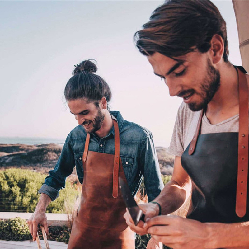Comercio exterior PU delantal de cuero impermeable estilo coreano cintura restaurante barbacoa panadería ropa de trabajo delantal de cocina del hogar al por mayor