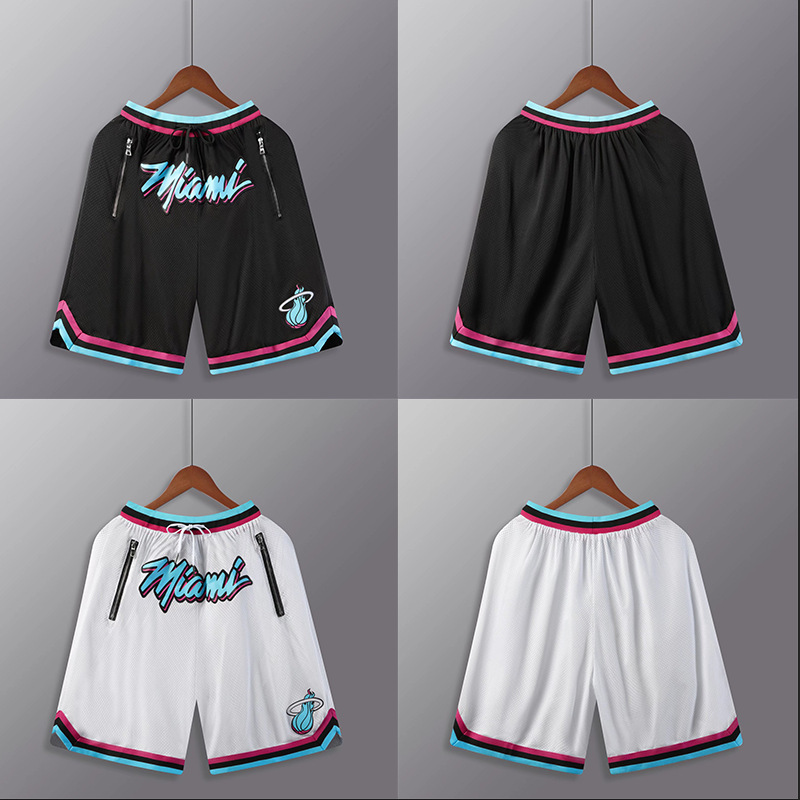 JUST DON vintage hot fire team double-layer embroidery with zipper pocket large mesh basketball Pants Factory wholesale