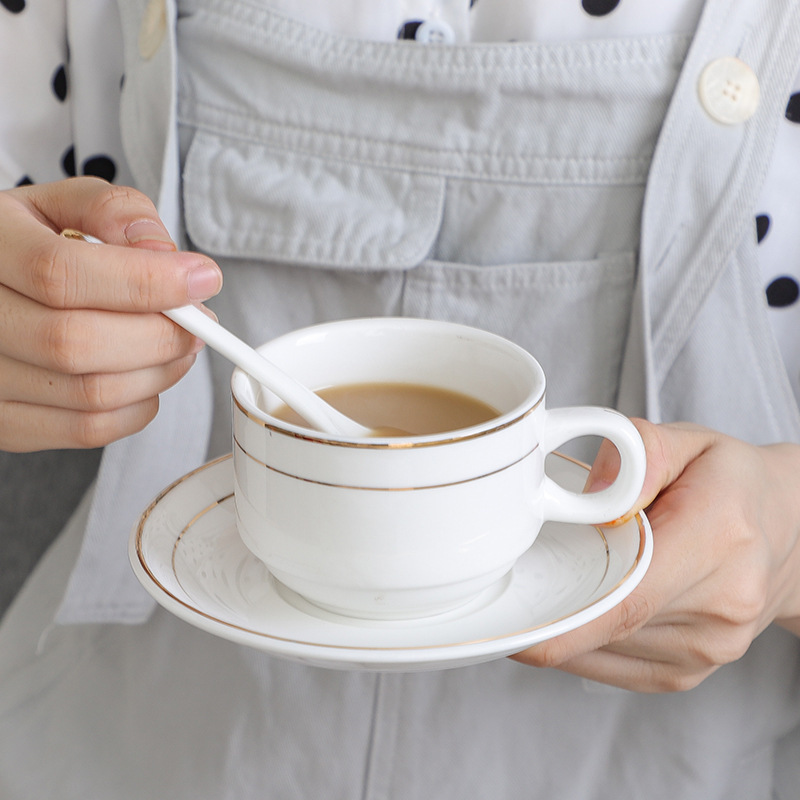 ヨーロッパ式陶磁器コーヒーカップセット小豪華金辺陶磁器ミルクティーカップホテルのアメリカ式コーヒーカップロゴ|undefined
