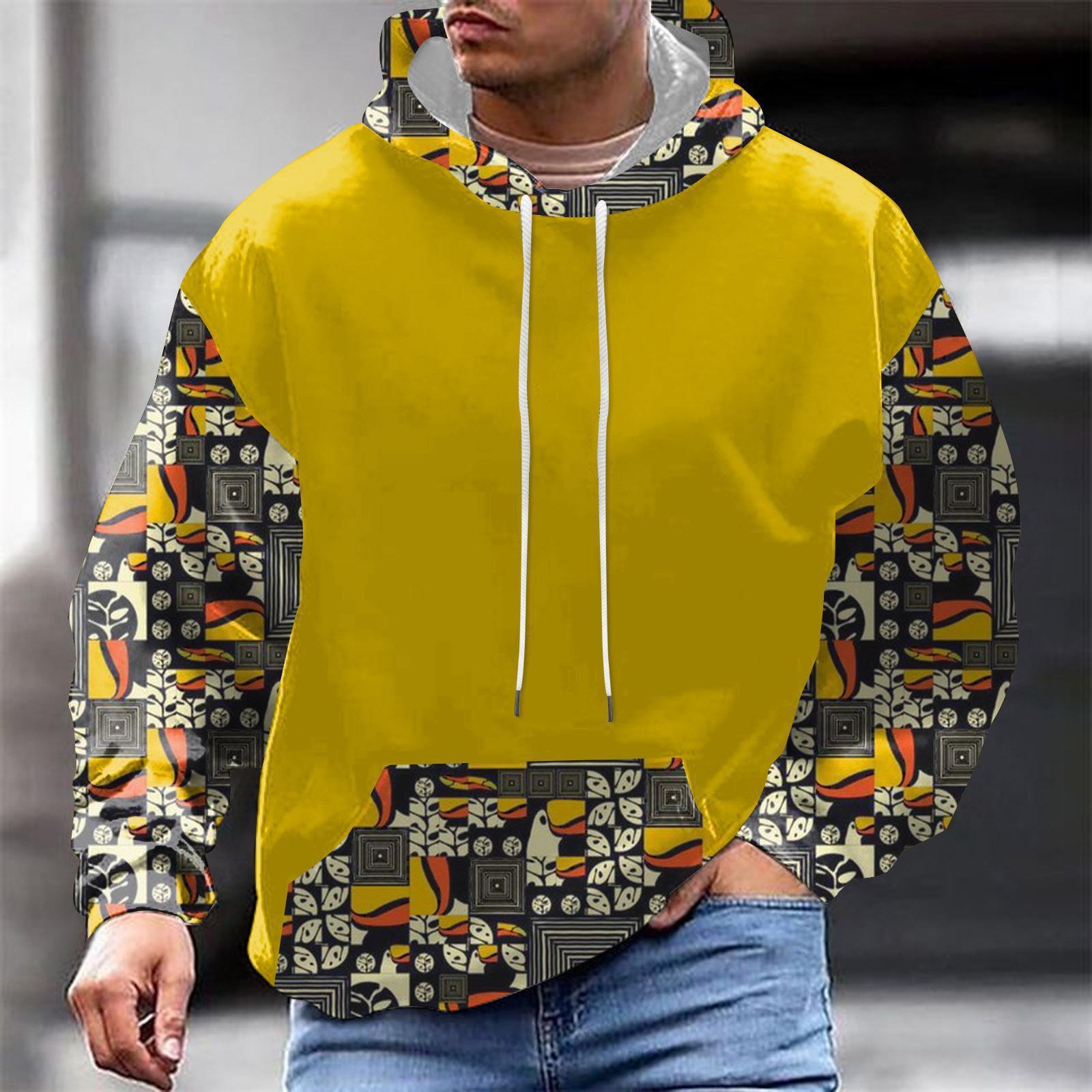 Comercio exterior europeo y americano nuevo estilo 2024 nueva tendencia de la moda casual todo-fósforo suéter con capucha para hombres étnicos MC11