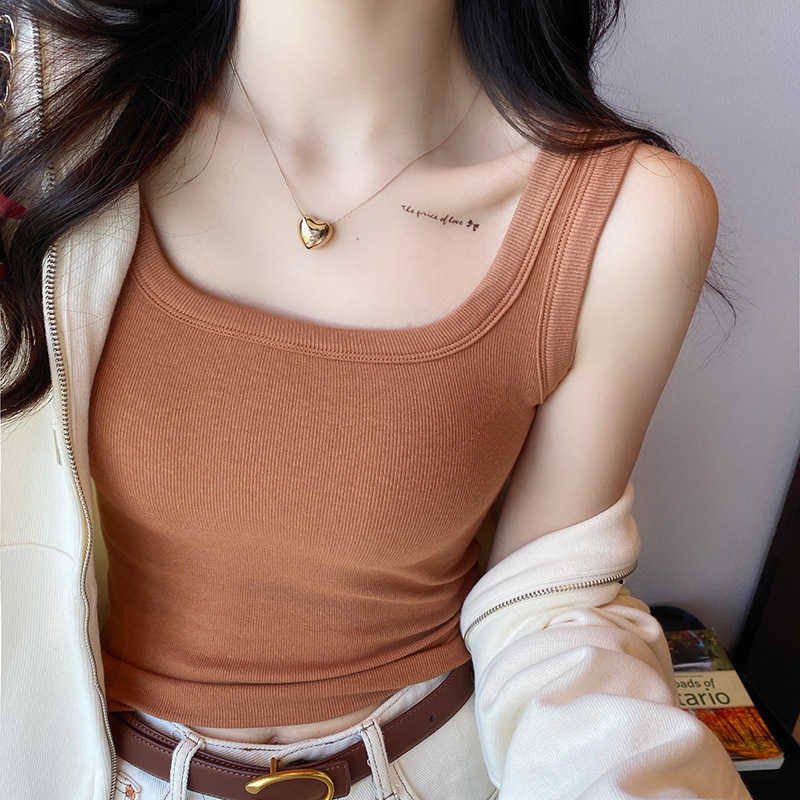 Dropshipping Camisole Tank Top for Women, 2026 Summer New Style, Square Neck Pullover, Sleeveless Top for Layering or Outerwear