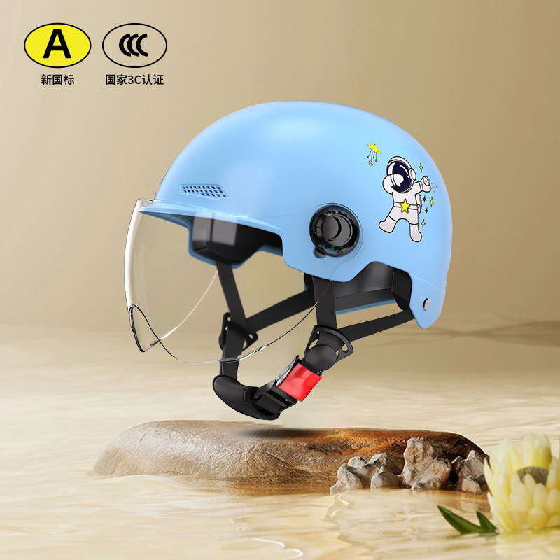 Motosiklet kaskı (dəbilqə) – Motuoche Women Summer Sunscreen - 3c-certified-light-blue-astronaut-transparent-short-visor