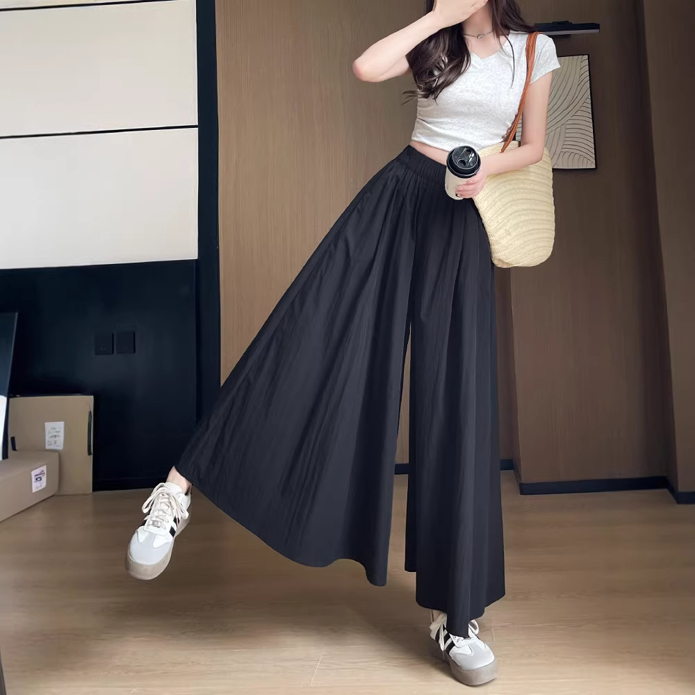 Apricot-Colored Yamamoto Skirt Pants for Women, 2026 New Summer Thin A-Line Lazy Style Slimming High-Waisted Casual Ice Silk Wide-Leg Pants